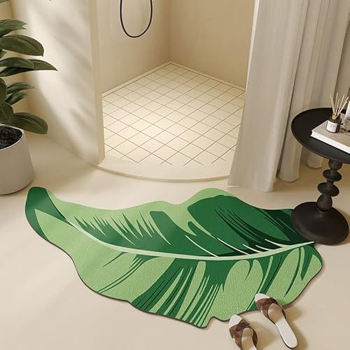 FCS Bathroom Gebogene Duschmatte Halbrund Weiche Kieselgur Badematte, wasserabsorbierend, schnell trocknend, rutschfeste Kieselgur Matte, Badteppich für Rundduschen(Size:50 * 100cm,Color:B)