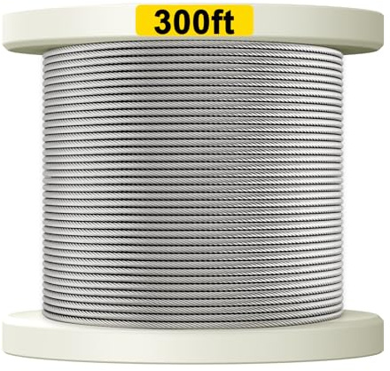TooTaci 3mm T316 Edelstahl Drahtseil, 90M Marinequalität Edelstahlseil 7x7 Geflochtenes, Hochleistungs-Flugzeugkabel Stahlseil für Geländerseile, Terrassen, DIY-Balustraden