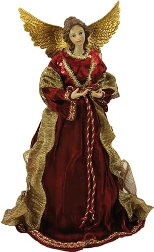 FADEDA Engel mit Stoffkleid, rot/Höhe:35 cm/handbemalt/detailgetreue Krippen Figuren - Weihnachten Tisch Dekoration Krippe Zubehör