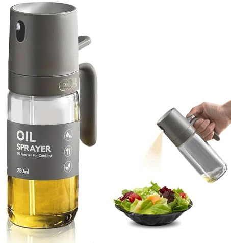 Zhuporn 250ml Öl Sprühflasche Glas, Ölsprüher für Heißluftfritteuse, Air Fryer, Kochen, Grillen, Backen, Salat