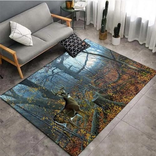 Kind Teppich 100 X 120 cm / 31.5 X 47.24, Schlafzimmer Teppich, 3D Teppiche Wohnzimmer Teppiche Weich rutschfest Teppich Für Wohnzimmer Schlafzimmer Bettvorleger Wildtier Elch -4M1P9Q9