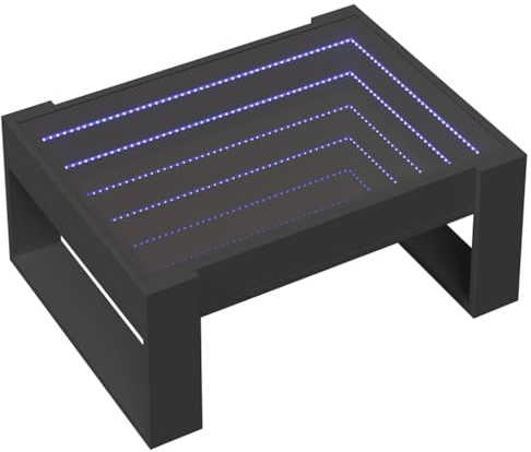 vidaXL Couchtisch, Beistelltisch mit Infinity-LED, Sofatisch Kaffeetisch für Wohnzimmer, Teetisch Wohnzimmertisch, Schwarz Holzwerkstoff Glas