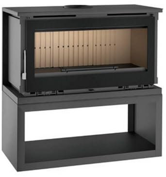 FM - Poele a bois sur bucher, avec turbines axiales - Noir - Made in Spain