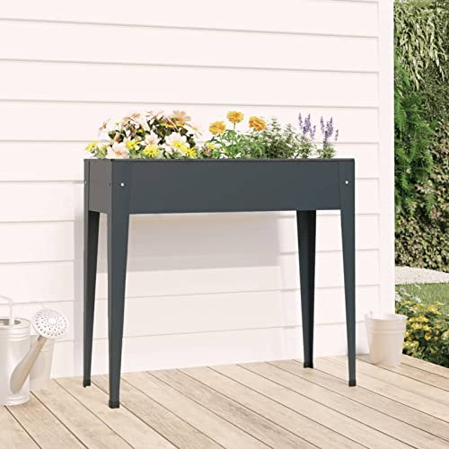 Xichuzi Pflanzkübel, Blumentopf Gross, Blumenkasten Balkon, übertopf, Pflanzkasten, Flowerpot, Kräuterbeet Für Die Küche, Vertikalbeet, Pflanzbehälter, Grau 100,5x40,5x90 cm Verzinkter Stahl