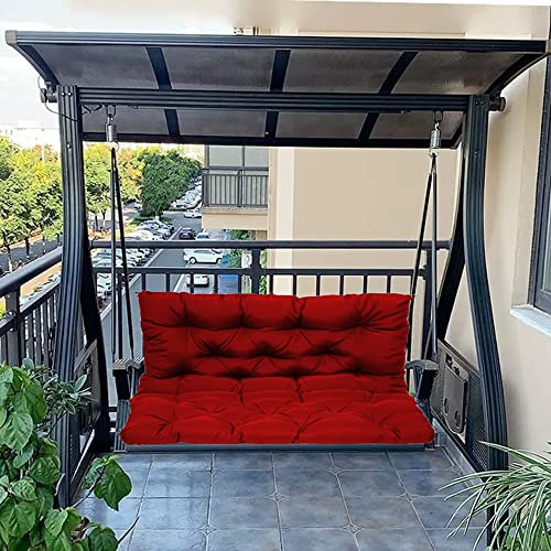 Sitzkissen Wasserdichte Hollywoodschaukel-Auflagen für 2/3-Sitzer, verdickte Ersatz-Sitzauflagen mit Rückenlehne für Außenterrasse, Veranda, Gartenhängematte, waschbar, 150 x 100 x 10 cm, Ro
