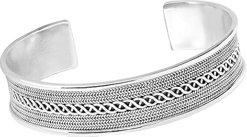 Treasure Bay Klassische Herren 925 Sterling Silber Armspange – Breite 14mm Geflochtene Manschette – Keltisches Design