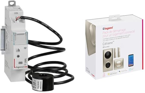 Legrand - Compteur d'énergie monophasé connecté Drivia with Netatmo avec 1 tore 80A avec Kit de démarrage connecté avec 4 produits Céliane with Netatmo - complet titane