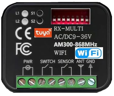 Récepteur WiFi portail universel pour portails 9-36V multifréquence 300-868MHz module relais portes de garage récepteur RX Mutil pour télécommandes de garage volet roulant éclairage vocal Tuya Google