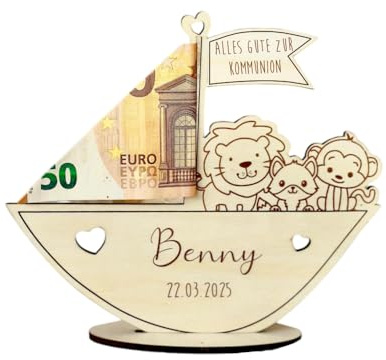 Geldgeschenk zur Geburt, Taufe Geschenk Junge personalisiert Geburtstag Kommunion Konfirmation oder Firmung Baby Taufgeschenk Mädchen I Manufaktur Liebevoll (Kommunion)