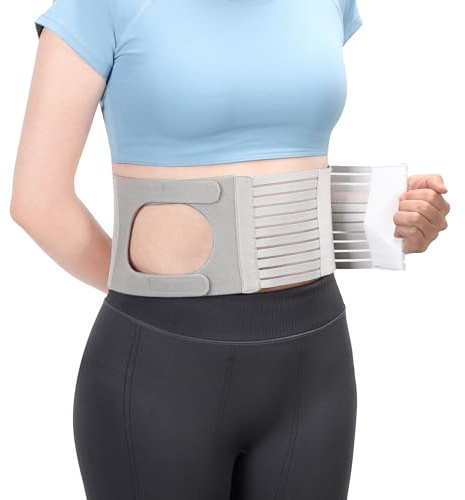 NIdreamCE Stomibälte för män och kvinnor, Bråckbälte för stomi, ileostomi, midjebälte, med justerbar håldiameter 6–8 cm (L)