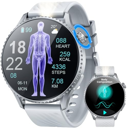 Montre Connectée Homme ECG Smartwatch: Montre Intelligente Homme AMOLED de 1.56 Moniteur de 𝐆𝐥𝐲𝐜é𝐦𝐢𝐞 HRV Appel Bluetooth Led Lampe de Poche Étanche Fitness Tracker Sport Watch pour Android iOS
