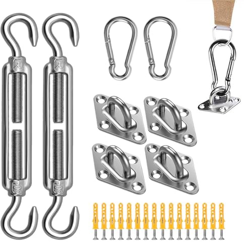 Mounting Kit for Sun Sail, Accessories for Sail Attachment, Stainless Steel Mounting Set for Sun Protection, Outdoors, Patio, Garden, Boat, Camping, Pool