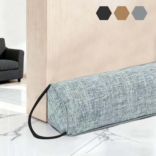 Zugluftstopper für Türen - 92cm Schwerer Tür Zugluftstopper Windstopper, Türluftstopper für Schutz, Luftzugstopper mit Aufhängeschlaufen zur Wind und Schalldämmung von Türen & Fenstern, Graublau