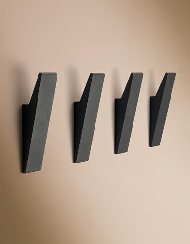 Designfabrik Hamburg Garderobenhaken | 4er-Set Schwarz | Wandmontage