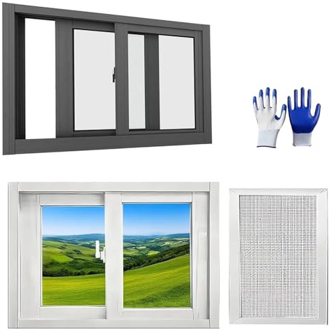 Basement Window, Mobile Home Windows Replacement, Aluminum White Sliding Windows with Screen for Houses Bathroom Shed Rv Garage 50 46 42 40 38 36 32 30 28 24 20 Inch(White,29 x 22in)