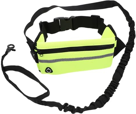 CVUTOVO Heavy Duty Reflective Pet Running Leash with Sports Waist Bag Strong Nylon Dog Leash for Walking and Jogging for Night Running