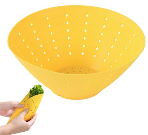 Scolapasta in silicone pieghevole | per lavare la frutta con colino | Per pasta, tagliatelle, preparazioni alimentari, aglio, casa, ristorante, campeggio, barbecue