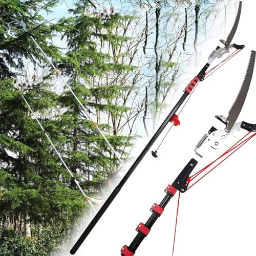 CXGFRGH Sierra de podar de Gran Alcance, Sierras de pértiga telescópicas Profesionales, Sierra podar Extensible en Altura, Ramas for jardinería, podadora árboles(7m/24ft)