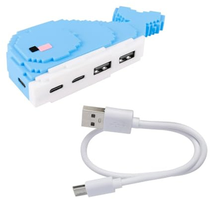 Creative Whale Designs - Concentradores USB 2.0 con 2 puertos tipo C + 2 puertos USB para conectar dispositivos USB, unidades flash, amplia compatibilidad, concentrador USB