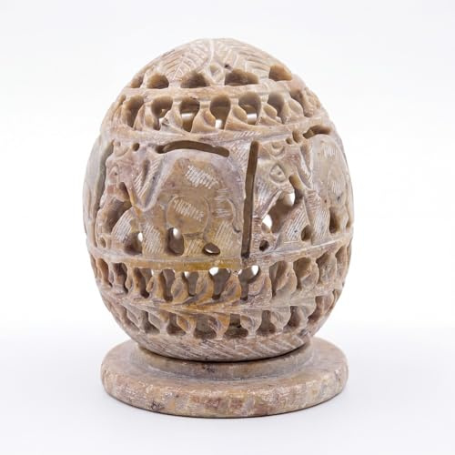 TUNTUN ENTERPRISES Portavelas de esteatita, elefante, piedra natural hecha a mano, tallado, candelabro decorativo para el hogar, meditación y regalo