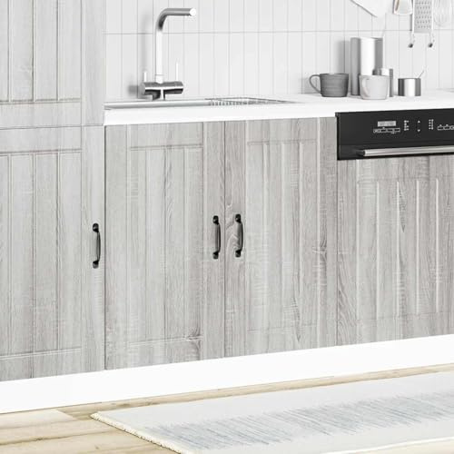 zylophax Mobiletto lavandino Lucca Grigio Sonoma in legno 80 x 46 x 81,5 cm Mobile da cucina con piedini regolabili e molto spazio per stoviglie e utensili da cucina