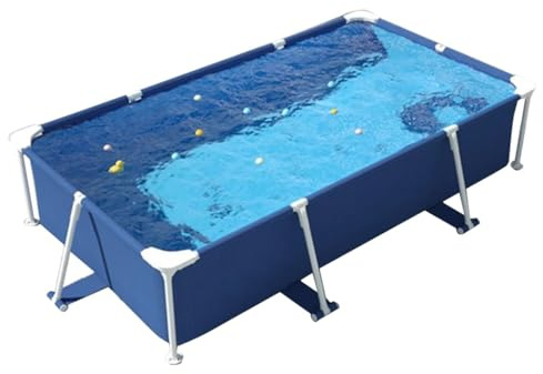 Steel Pro 120–300 cm rektangulär utomhuspool – hållbar metallram, stor 259 x 170 x 61 cm plaskdamm för barn och vuxna – perfekt för sommarkul och familjesammankomster