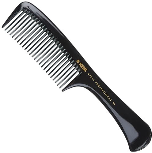 Kent Brushes Handled Rake Comb - Detangling Hair Comb for All Hair Types - Strong and Durable Large Handled Smooth and Detangle Wet or Dry