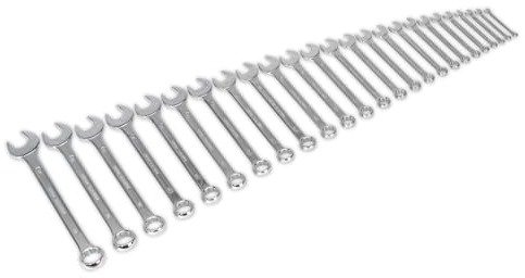 Sealey S0401 Metric Jumbo Combination Spanner Set, 25 Pieces, Silver