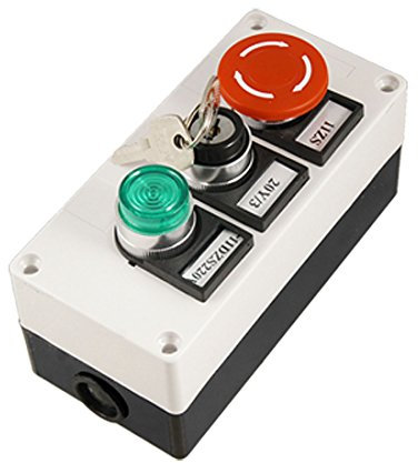 Sourcingmap Green Light Mushroom Self Lock Push Button Key Switch Station