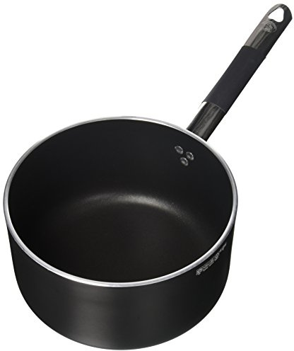 Pentole Agnelli ALSC2105SSPIC24 Alblack Casseruola in Alluminio con Manico in Acciaio, 24 cm, Nero