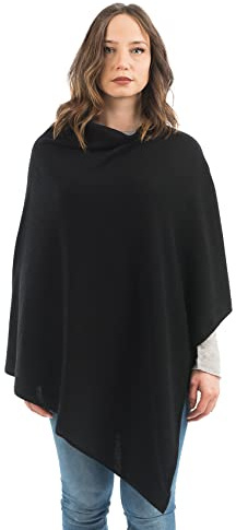 DALLE PIANE CASHMERE Poncho Donna Misto Cashmere Lana - Nero