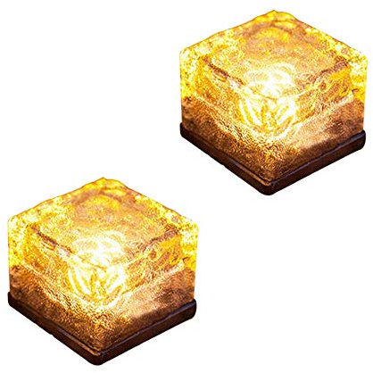 cuzile Set von 2 Solar-Eiswürfel-Felsen Licht LED matt paarbaster Garten im Boden vergraben Licht für Draussen-Pfad Straße Hof (Warmweiß)