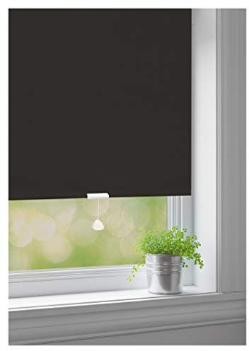 JalousieCrew Springrollo Classic Mittelzugrollo Schnapprollo Rollo schwarz - Breite 60-220 cm Länge 180 cm und 230 cm Blickdicht Blickschutz (180 x 180 cm)