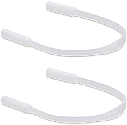 kwmobile Silicone Sports Straps for Glasses - Pack of 2X Anti Slip Silicone Thin Sport Cords for Adult Child Glasses - Matte Transparent