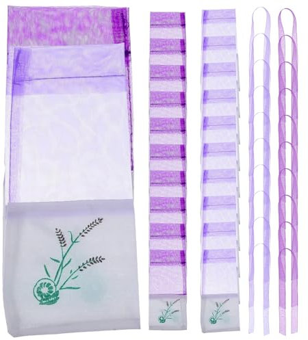 Wakauto 20 Stück Lavendelbeutel Leer,Lavendelbeutel Baumwolle 15 x 7.2 x 0.2cm,Lavendel Beutel Leere Duft Lavendelsäckchen Kordelzugbeutel Sack Duftsäckchen Lila