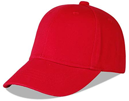 LANGZHEN Baumwolle Outdoor Kleinkind Mädchen Jungen Plain Baseball Cap Baby Infant Strukturierte Verstellbare Hut für Kinder Sonnenhut (M-Rot)