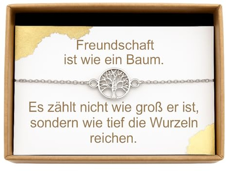 ONDEGO® Lebensbaum Armband Damen – Freundschaftsarmband Silber oder Gold, Handmade in Germany – Geschenk beste Freundin