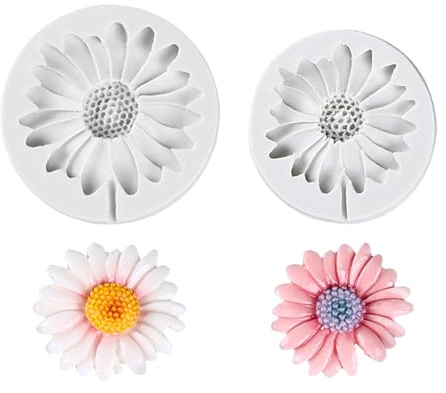KALAIEN 2 x Chrysanthemen-Blumen-Silikonform Gießform für Fondant-Kuchendekoration, Schokolade, Zuckerhandwerk, Süßigkeiten-Kuchendekoration, Ton, Seife-Bastelprojekte