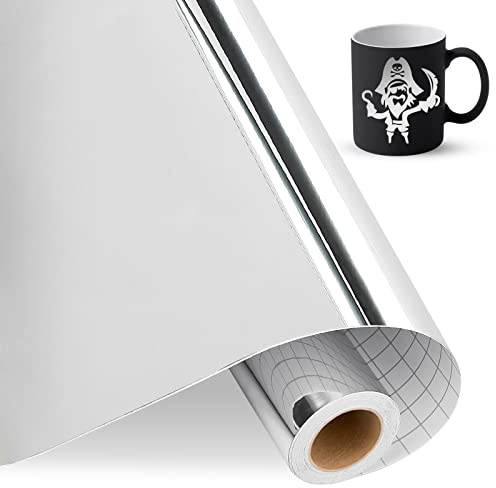 IModeur Metallisch Glänzend Silber Vinylfolie Plotter, 12 x 15 Fuß (30,5 cm x 4,58 m) Silber Plotterfolie Vinyl für Cricut, selbstklebendes Vinyl für DIY-Geschenke, Geburtstagsfeier