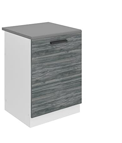Belini Unterschrank Küche, Spülenunterschrank 60 cm Breite. SDZ Küchenunterschrank mit Arbeitsplatte. Spülenschrank mit 1 Tür, Glamour Wood