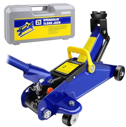 Gato hidráulico, gato hidráulico, gato hidráulico de acero, capacidad de carga de 2 toneladas, altura ajustable de 140 a 290 mm, resistente y duradero, con asa y ruedas giratorias, para reparaciones