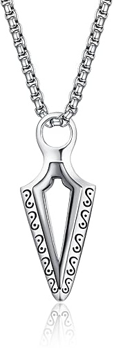 HXWZB Pfeilspitze Speerspitze Halskette Dart Sterling Silber Anhänger Cool Spearpoint Pfeilspitze Retro Schutz Amulett Schmuck für Männer Frauen