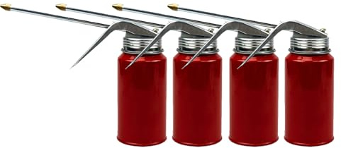 lygchii 4 Pcs Hand Pump Oiler Can, 200ml Gun Oil Spray Can, Metal Pump Oil Can for Home Auto Motorcycles Bike Car Applications