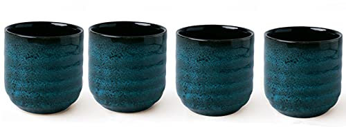 Lxuwbd Juego de té de cerámica de estilo japonés, taza de té, taza de café, juego de yerba mate, juego de 4 tazas de cerámica mate (verde)