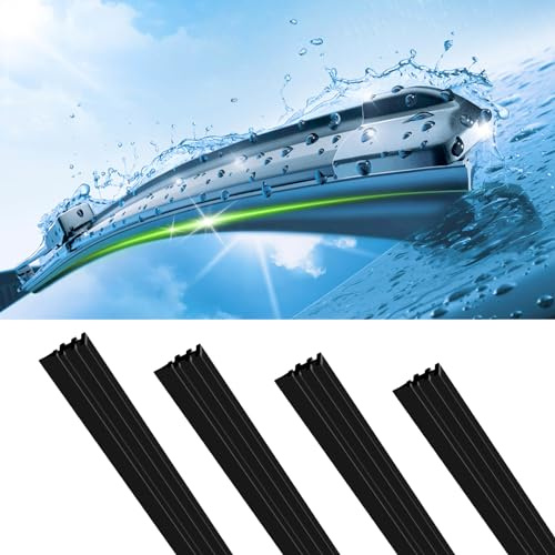 Hirificing 4PCS Wiper Blade Refills Windshield Wiper Replacement Strip, DIY Adjustable Automotive Rubber Frameless Window Boneless Insert Wiper Blade Refill Universal for Car SUV Truck Van