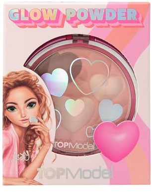 Depesche TopModel Beauty and Me 12814 - Polvo brillante en caja redonda plegable, ligeramente brillante en tonos de piel y marrón, incluye espejo y esponja