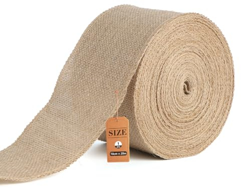 SUPAWAY Juteband 10 cm x 20m Dekoband Tischläufer Leinen Geschenkband DIY | Geschenkband im Vintage-Stil für DIY, Zuhause, Tisch, Bauernhaus-Party, Hochzeitsdeko, Festlichkeiten, Kommunion