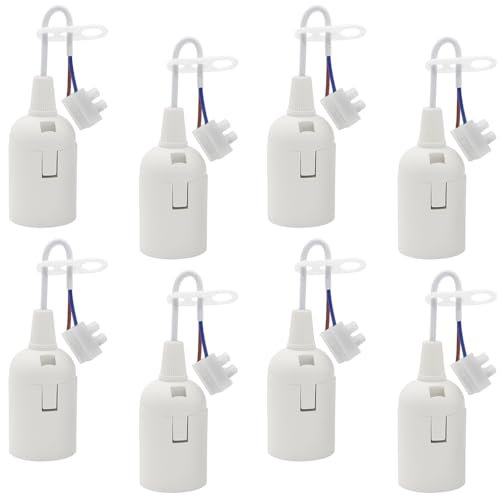 GOIYZTTR 6 Pezzi E27 Portalampada Bianco Porta Lampadina E27 con Filo e Terminale Adatto per Apparecchi di Illuminazione per Interni Fai-da-te