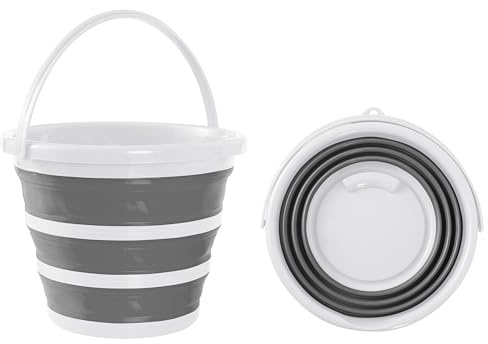 BRAMBLE 10 Litri, Secchio Pieghevole - per Cucina, Autolavaggio, Campeggio, Pesca - Facile da Riporre, Piegato a 5 cm di Spessore (Bianco)