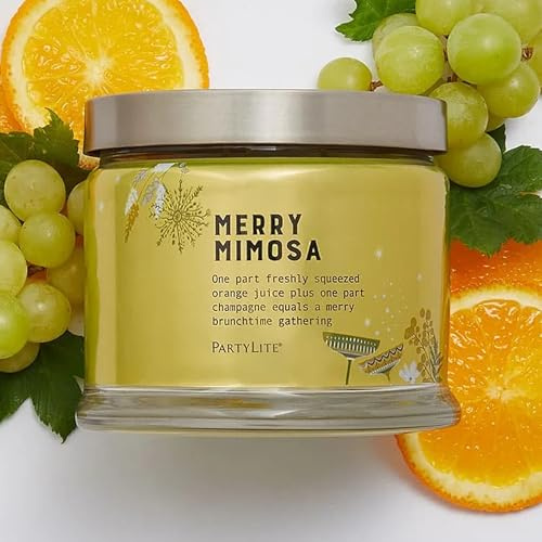 PartyLite Candela in barattolo con 3 stoppini, candela in vetro altamente profumata, combustione pulita, 25-45 ore (Merry Mimosa)